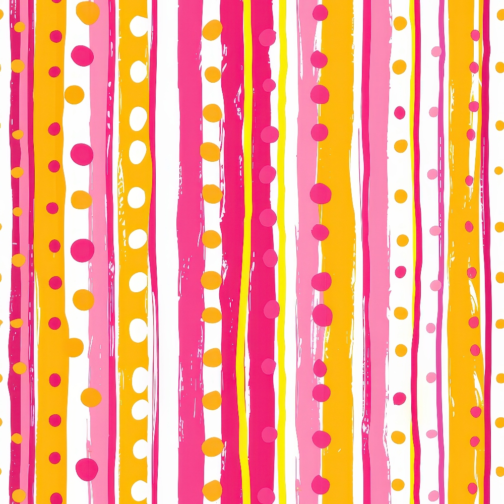 Pink and Yellow Dotted Stripes Pattern 12 Quilting Cotton Fabric