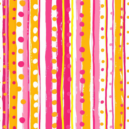 Pink and Yellow Dotted Stripes Pattern 12 Quilting Cotton Fabric