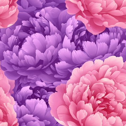 Purple and Pink Peony Flowers Pattern 3 Quilting Cotton Fabric