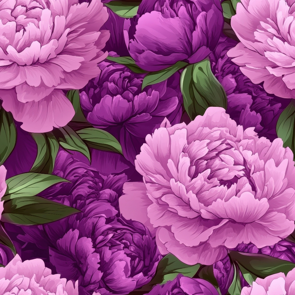 Purple and Pink Peony Flowers Pattern 4 Quilting Cotton Fabric