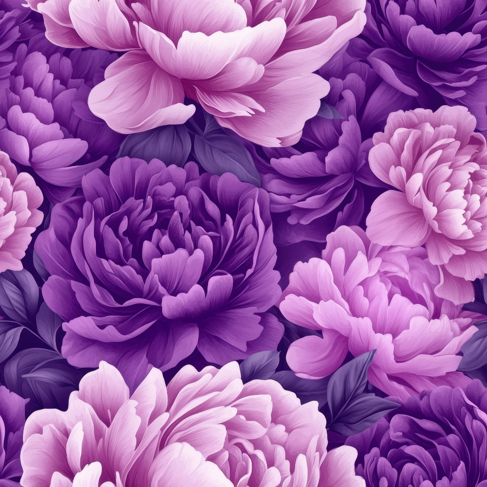 Purple and Pink Peony Flowers Pattern 5 Quilting Cotton Fabric