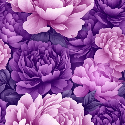 Purple and Pink Peony Flowers Pattern 5 Quilting Cotton Fabric