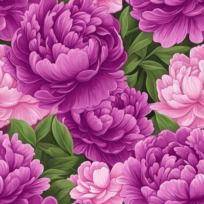 Purple and Pink Peony Flowers Pattern 6 Quilting Cotton Fabric