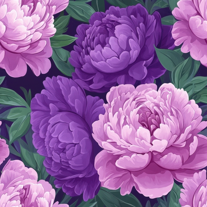 Purple and Pink Peony Flowers Pattern 7 Quilting Cotton Fabric