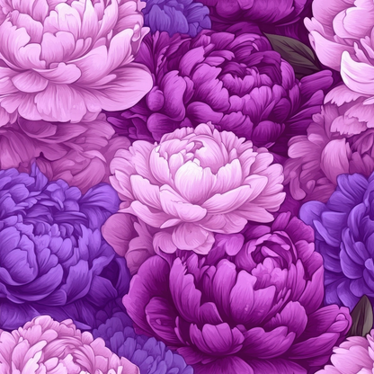 Purple and Pink Peony Flowers Pattern 11 Quilting Cotton Fabric