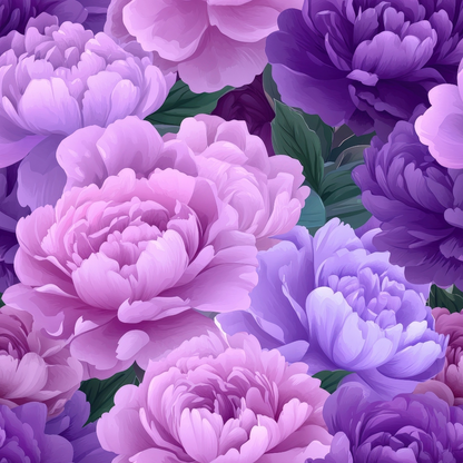 Purple and Pink Peony Flowers Pattern 12 Quilting Cotton Fabric