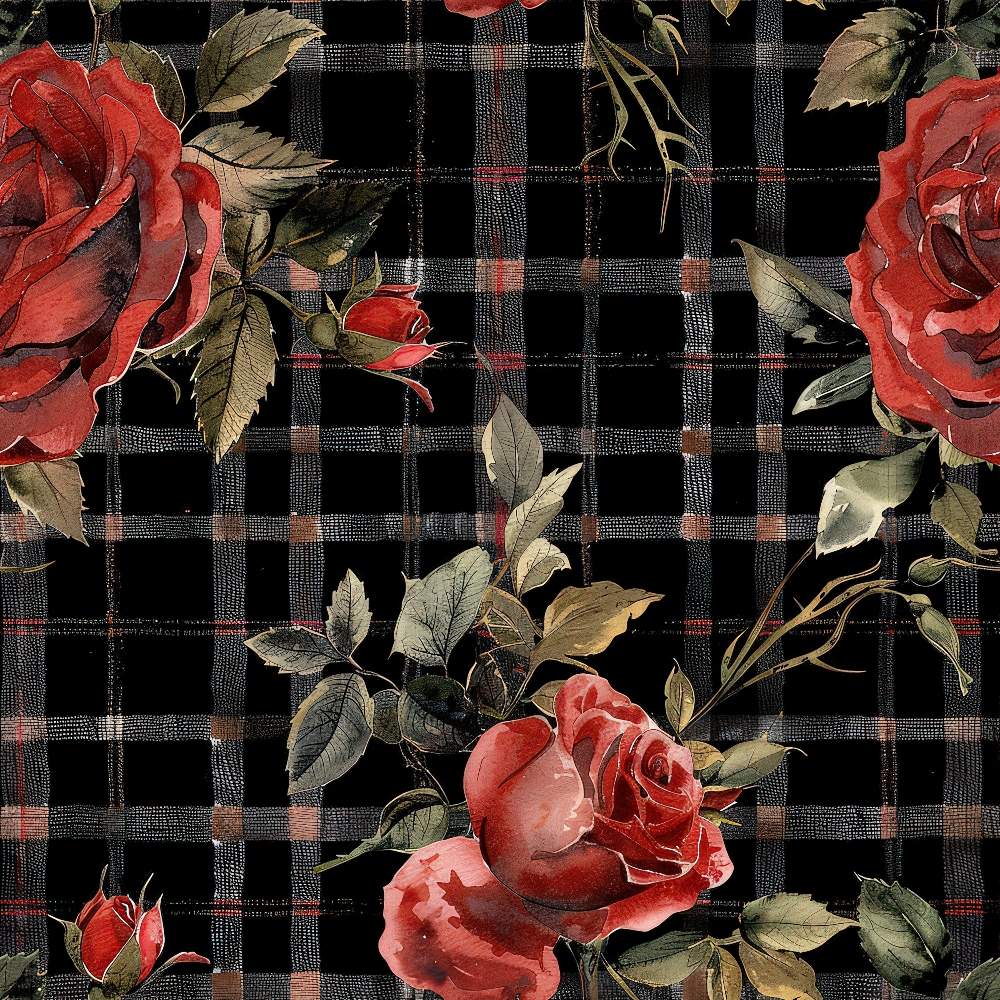 Red Baroque Roses Pattern 1 Quilting Cotton Fabric