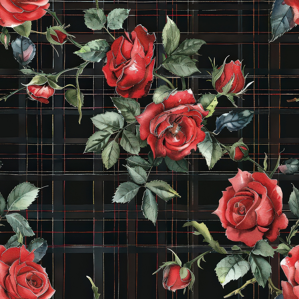 Red Baroque Roses Pattern 2 Quilting Cotton Fabric
