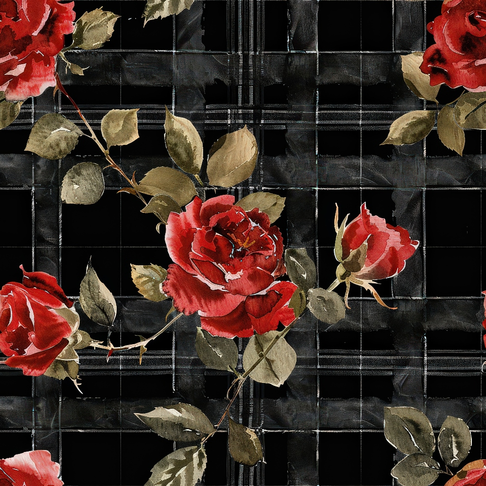 Red Baroque Roses Pattern 5 Quilting Cotton Fabric