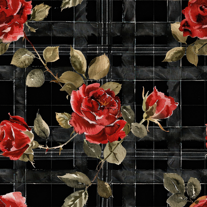 Red Baroque Roses Pattern 5 Quilting Cotton Fabric