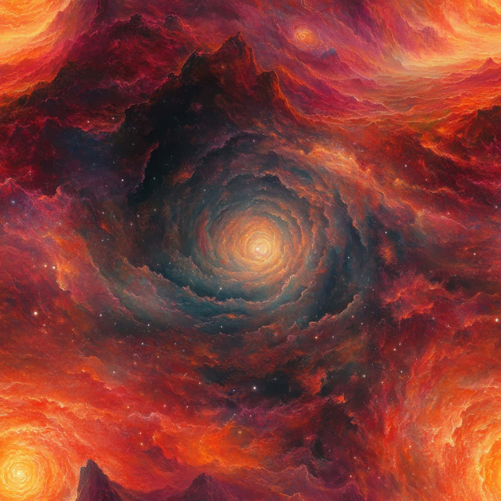 - Aurora Starry Night Sky Pattern 10 Quilting Cotton Fabric  
- swirling galaxy design  
- vibrant orange, red, purple, yellow hues  
- cosmic space print  
- starry night theme  
- premium cotton textile  
- artistic abstract pattern  
- celestial style fabric  
- soft quilting material