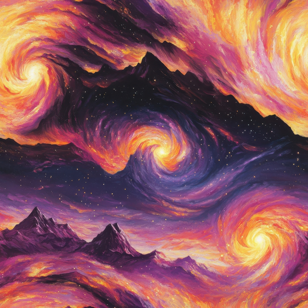 - Aurora Starry Night Sky Pattern 22 Quilting Cotton Fabric
- vibrant colors
- swirling galaxy motifs
- purple, orange, yellow hues
- celestial design
- quilting material
- premium cotton textile