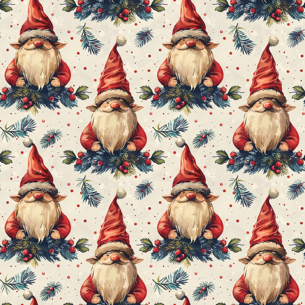 Classic Christmas Gnomes Pattern 1 Quilting Cotton Fabric