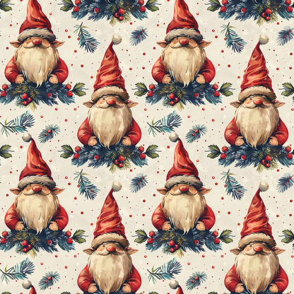 Classic Christmas Gnomes Pattern 1 Quilting Cotton Fabric