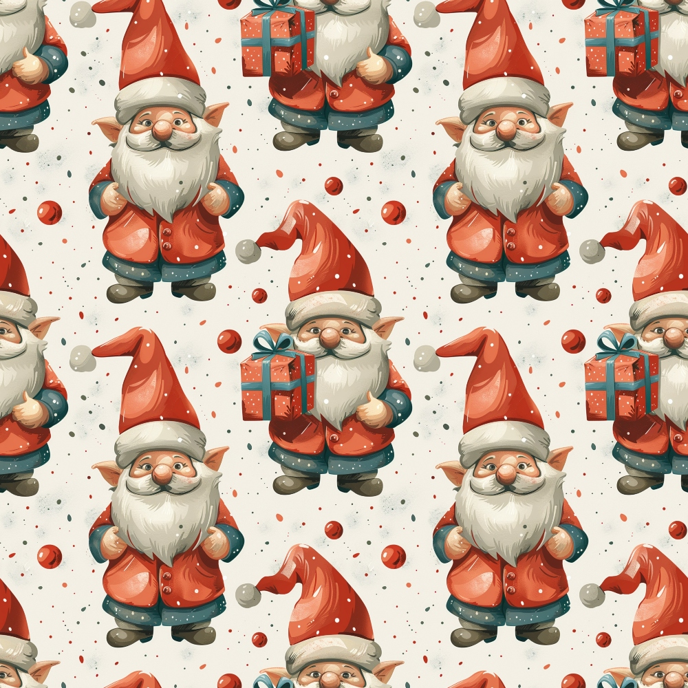 Classic Christmas Gnomes Pattern 2 Quilting Cotton Fabric