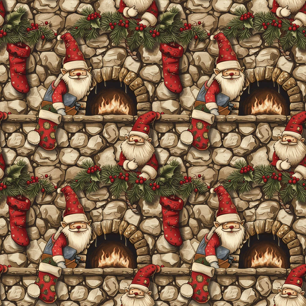 Classic Christmas Gnomes Pattern 3 Quilting Cotton Fabric