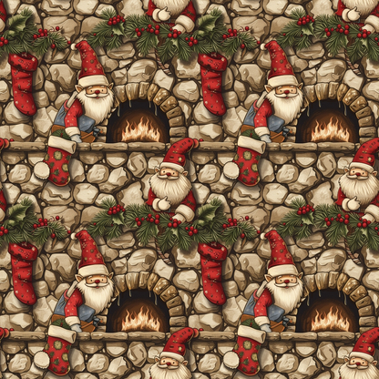 Classic Christmas Gnomes Pattern 3 Quilting Cotton Fabric