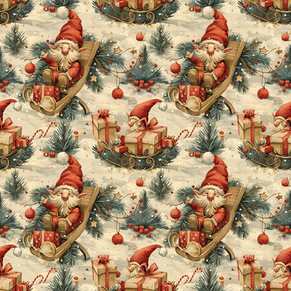 Classic Christmas Gnomes Pattern 4 Quilting Cotton Fabric