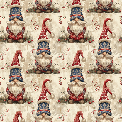Classic Christmas Gnomes Pattern 5 Quilting Cotton Fabric