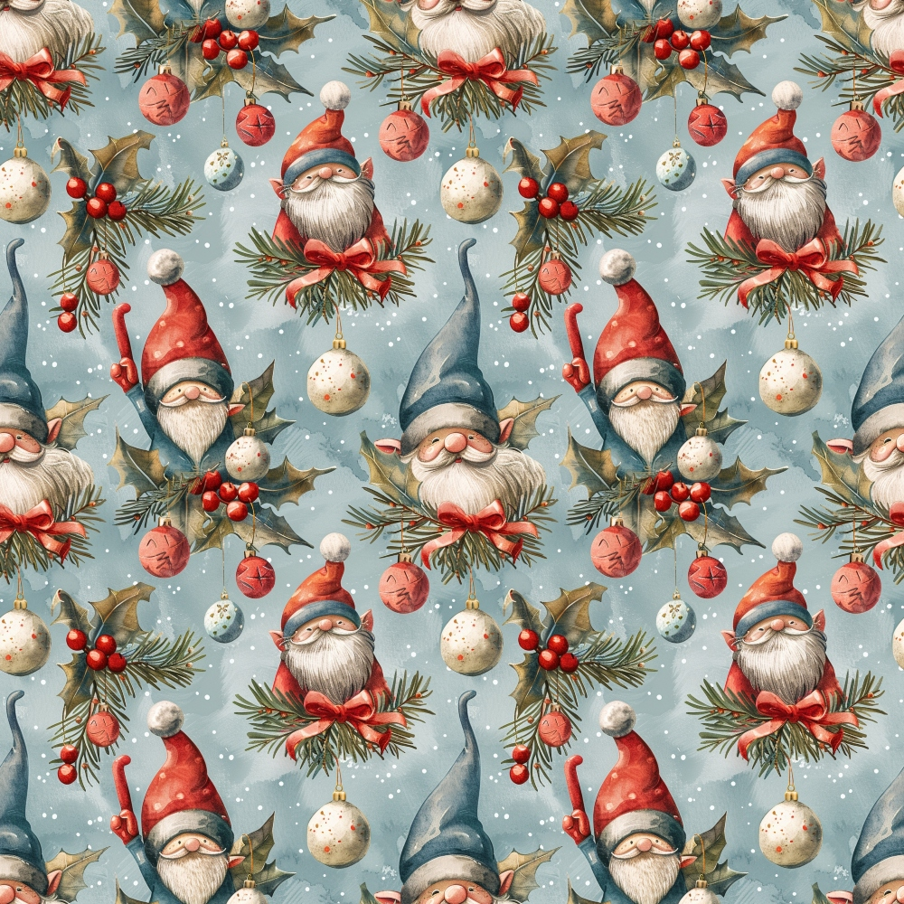 Classic Christmas Gnomes Pattern 6 Quilting Cotton Fabric