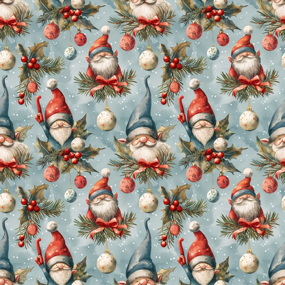 Classic Christmas Gnomes Pattern 6 Quilting Cotton Fabric