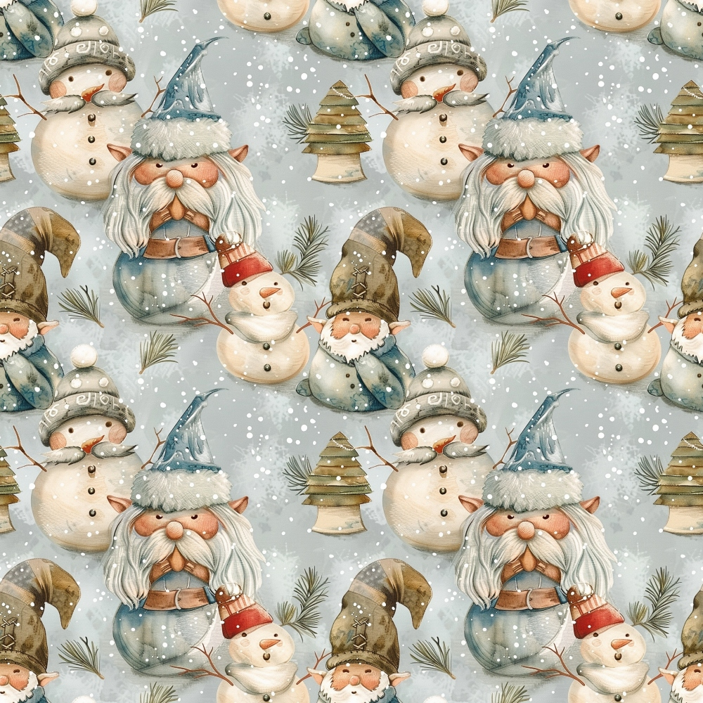 Classic Christmas Gnomes Pattern 7 Quilting Cotton Fabric