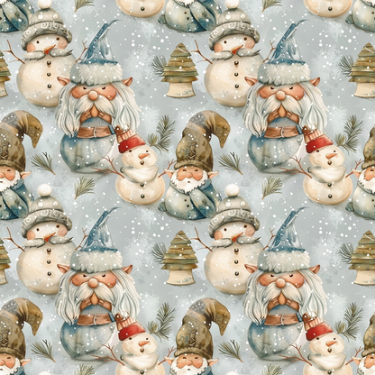 Classic Christmas Gnomes Pattern 7 Quilting Cotton Fabric