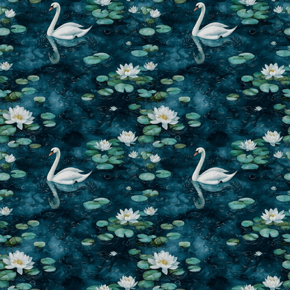 Swan in the Pond Pattern 13 Quilting Cotton Fabric