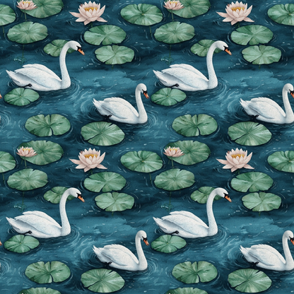 Swan in the Pond Pattern 14 Quilting Cotton Fabric