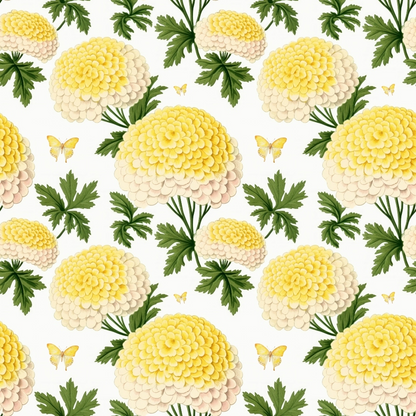 Floral Yellow Cottage Gardens Pattern 11 Quilting Cotton Fabric