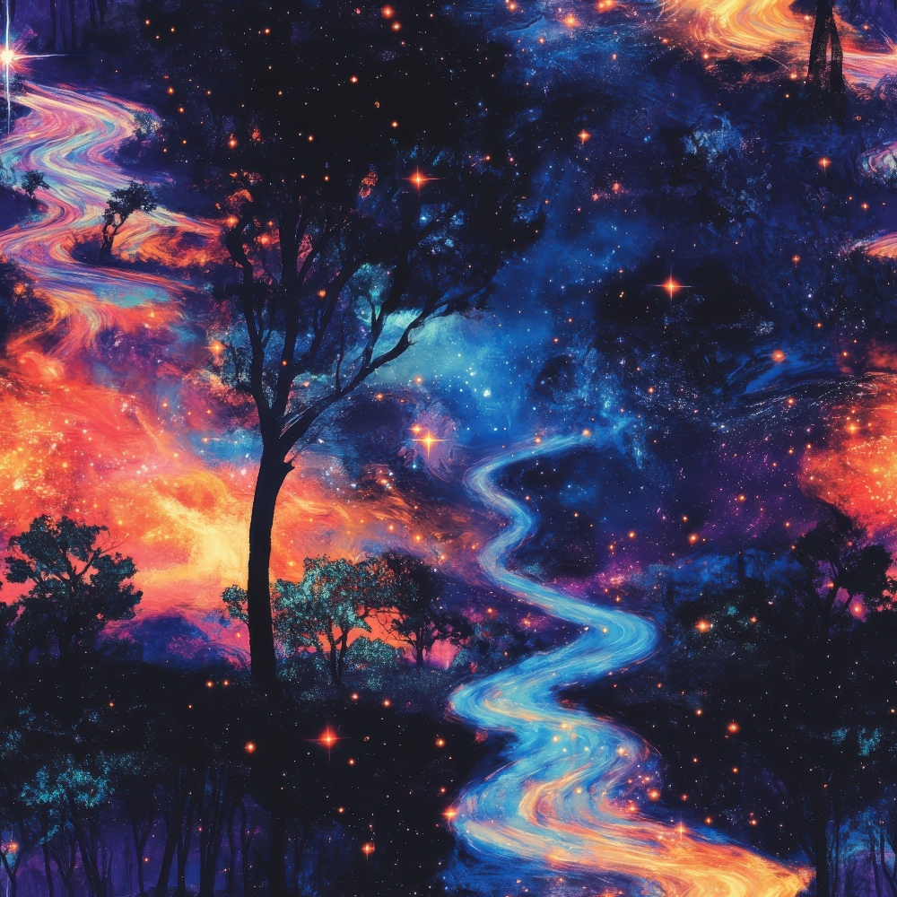 Starry Night Sky Pattern 27 Quilting Cotton Fabric