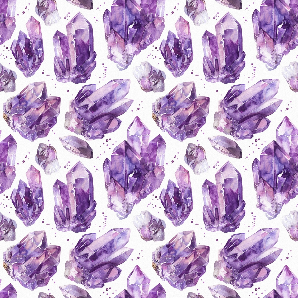 - Amethyst Gemstones Pattern 3 Quilting Cotton Fabric  
- Purple gemstone clusters  
- Crystal textures  
- Mineral design  
- White background  
- Quilting material  
- Cotton textile  
- Gemstone print  
- Decorative fabric  
- Artistic crystal pattern