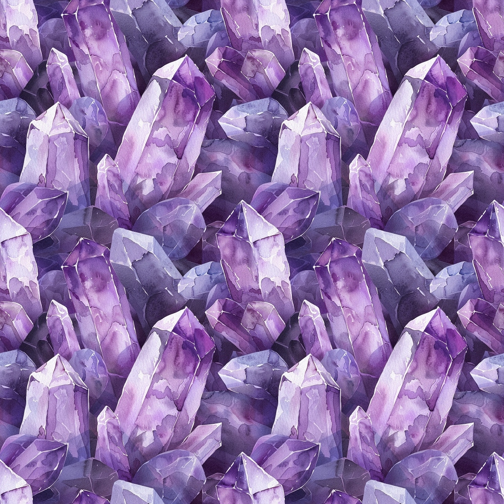 Amethyst Gemstones Pattern 4 Quilting Cotton Fabric featuring purple, lavender, violet colors, crystalline design, gemstone print, mineral motif, quilting cotton, textile, fabric yardage, premium material, decorative, vibrant, soft texture, sewing fabric, craft cotton, USA printed fabric.