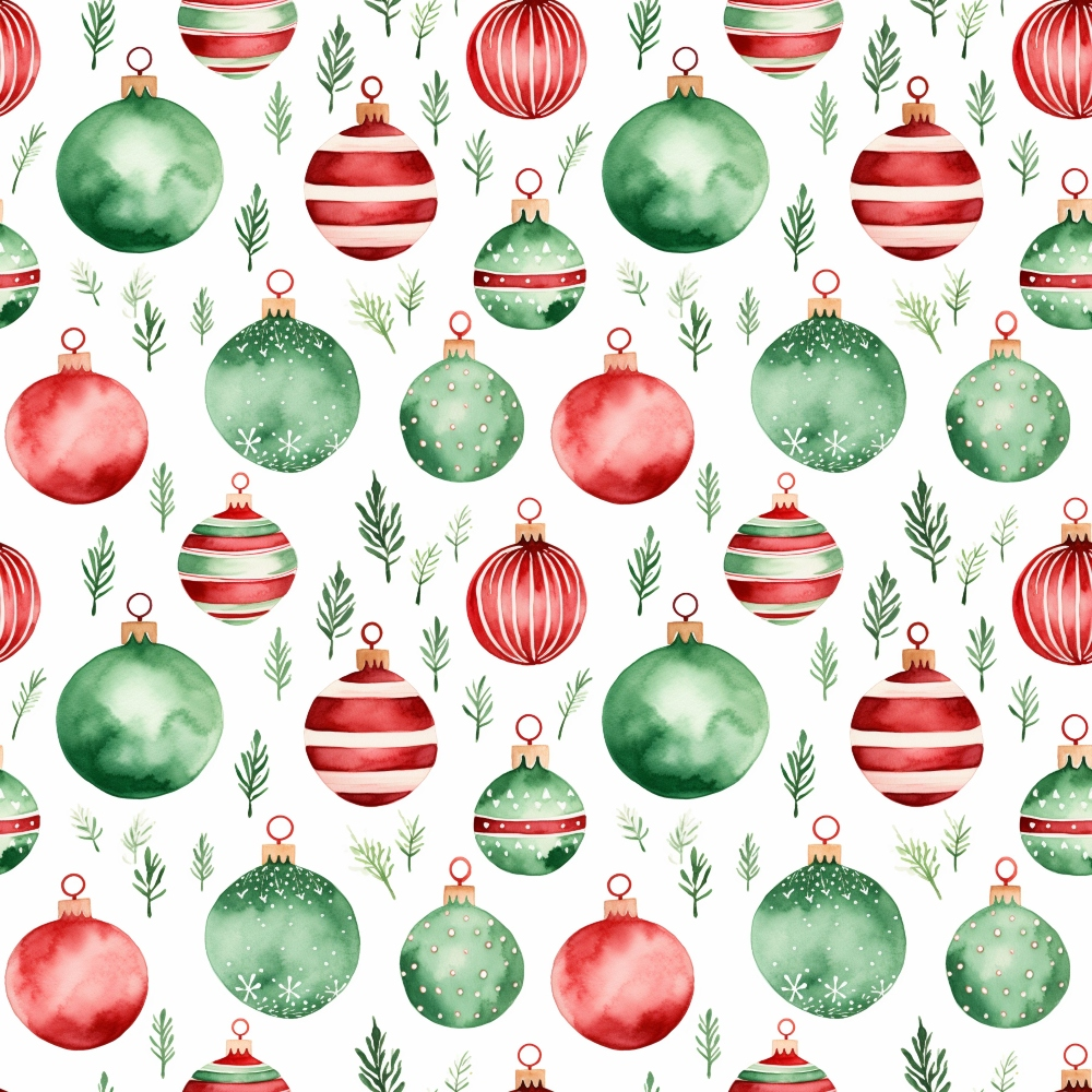 Red and Green Watercolor Christmas Pattern 2 Quilting Cotton Fabric