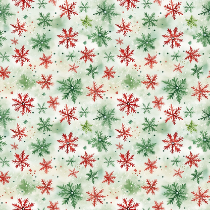 Red and Green Watercolor Christmas Pattern 7 Quilting Cotton Fabric