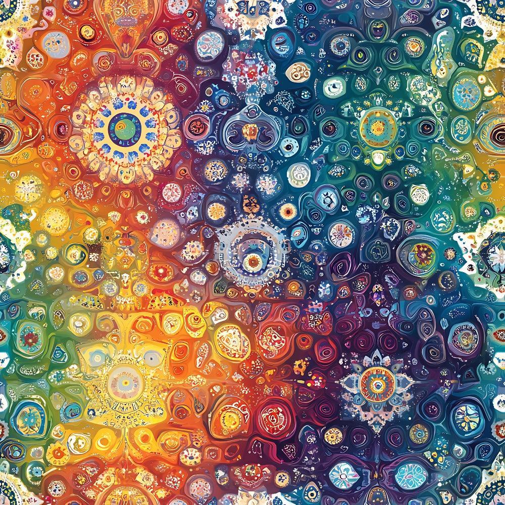 Rainbow Mandala Pattern 2 Quilting Cotton Fabric