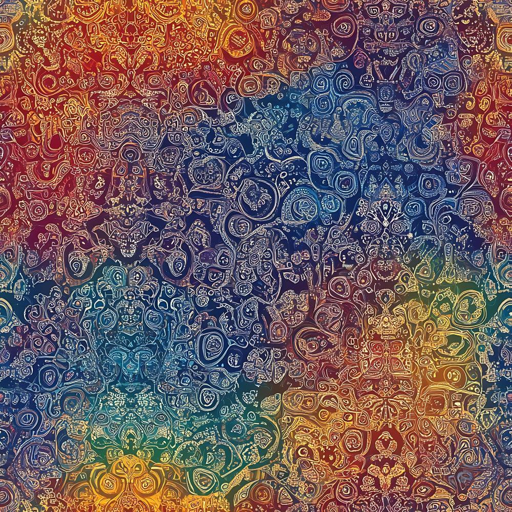 Rainbow Mandala Pattern 8 Quilting Cotton Fabric