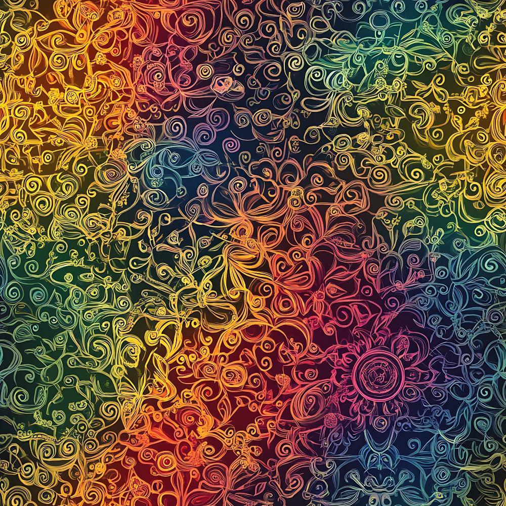 Rainbow Mandala Pattern 13 Quilting Cotton Fabric