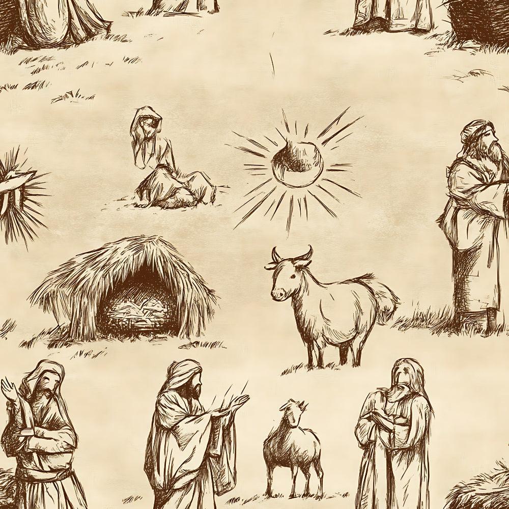 Vintage Nativity Scenes Pattern 13 Quilting Cotton Fabric