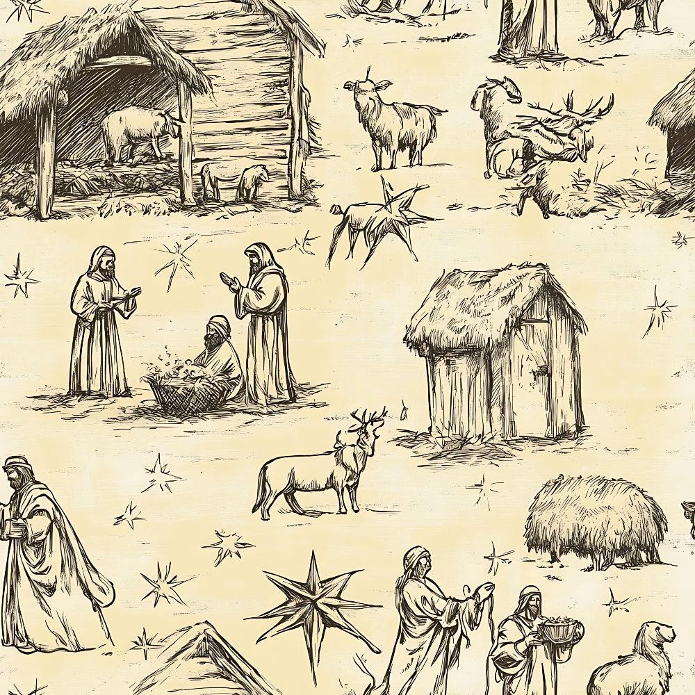 Vintage Nativity Scenes Pattern 19 Quilting Cotton Fabric