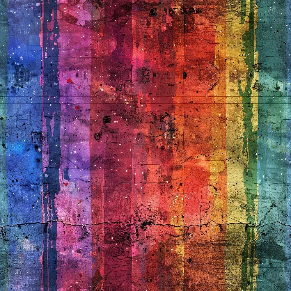 Rainbow Grunge Wall Pattern 2 Quilting Cotton Fabric