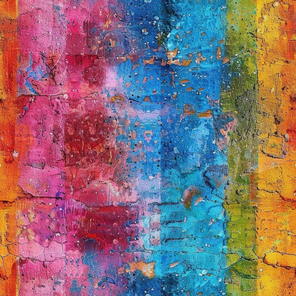 Rainbow Grunge Wall Pattern 3 Quilting Cotton Fabric