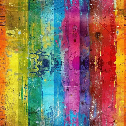 Rainbow Grunge Wall Pattern 9 Quilting Cotton Fabric
