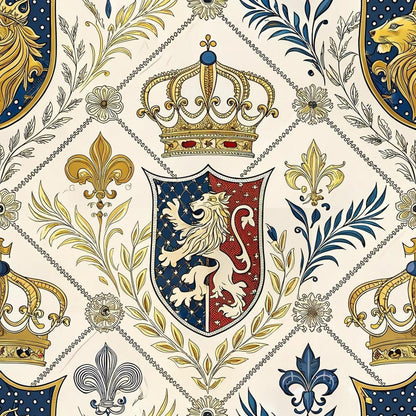 Regal Heraldic Motifs Pattern 1 Quilting Cotton Fabric
