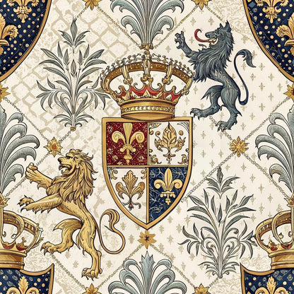 Regal Heraldic Motifs Pattern 2 Quilting Cotton Fabric