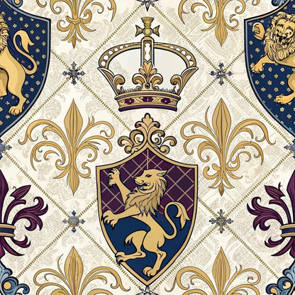Regal Heraldic Motifs Pattern 3 Quilting Cotton Fabric