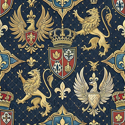 Regal Heraldic Motifs Pattern 7 Quilting Cotton Fabric
