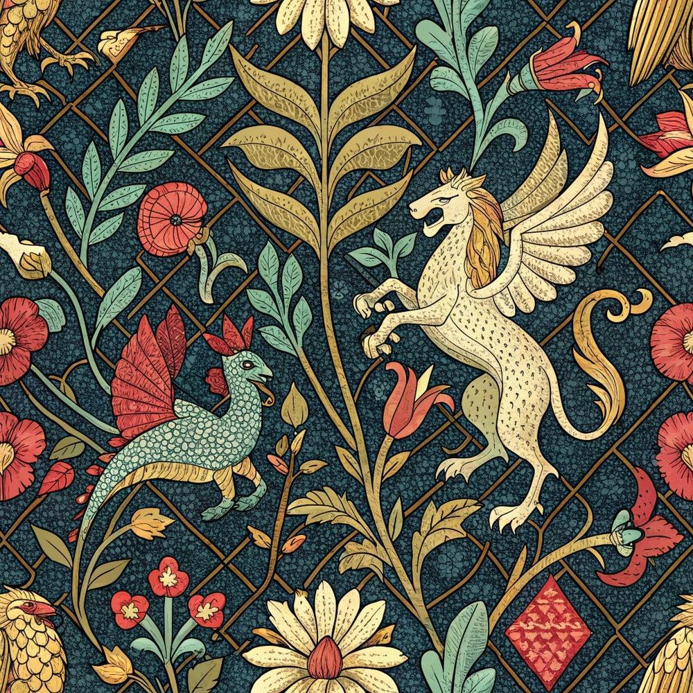 Medieval Tapestry Pattern 10 Quilting Cotton Fabric