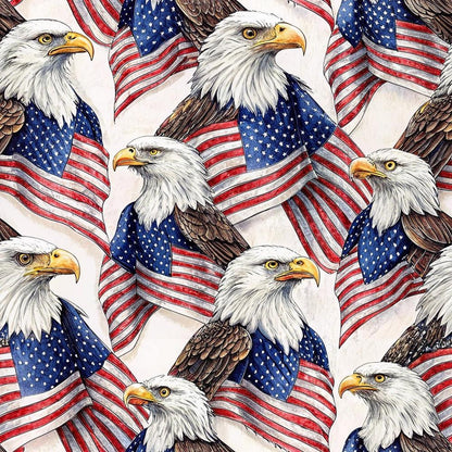 Bald Eagle Patriotic Pattern 5 Quilting Cotton Fabric
