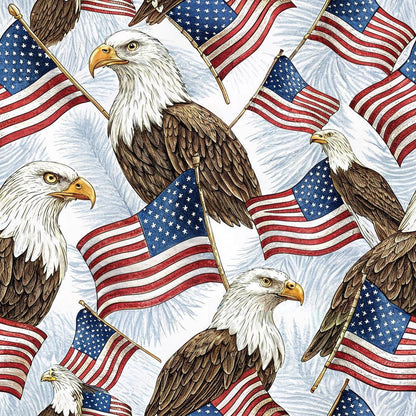 Bald Eagle Patriotic Pattern 8 Quilting Cotton Fabric